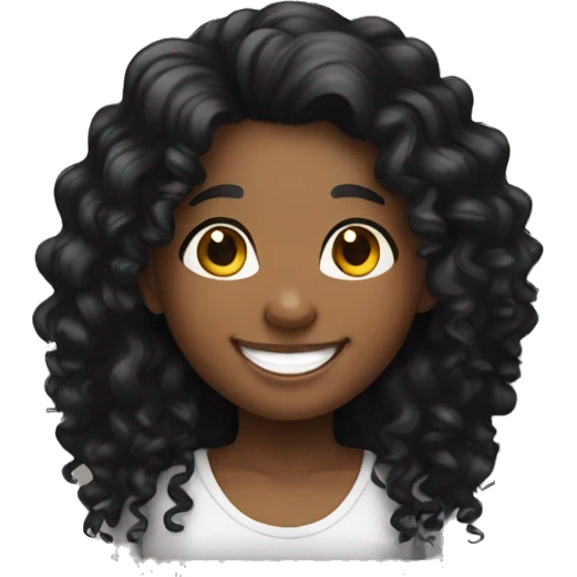 Happy smile black girl with black curly long hair thumb up emoji