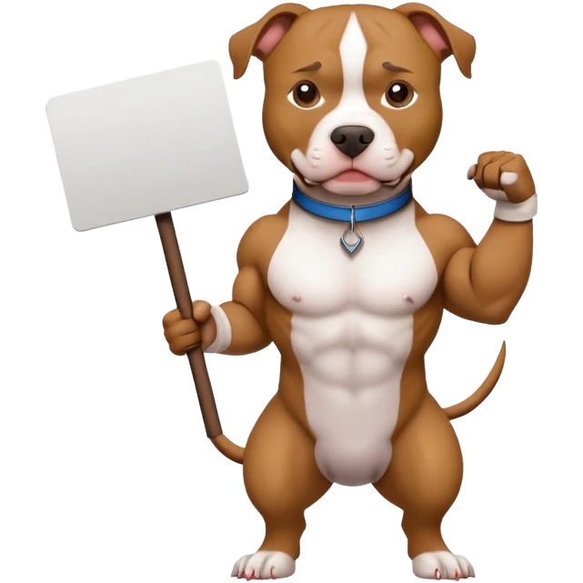Pit bull holding a sign that says L emoji