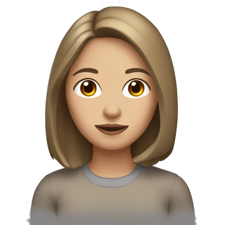 woman with light skin, straight, shoulder-length brown hair, brown eyes, and a mole on the side of her left eye. emoji