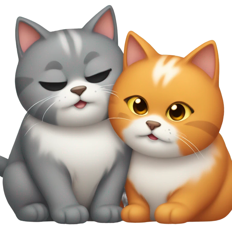 Romantic chonky cat couple hugging  emoji
