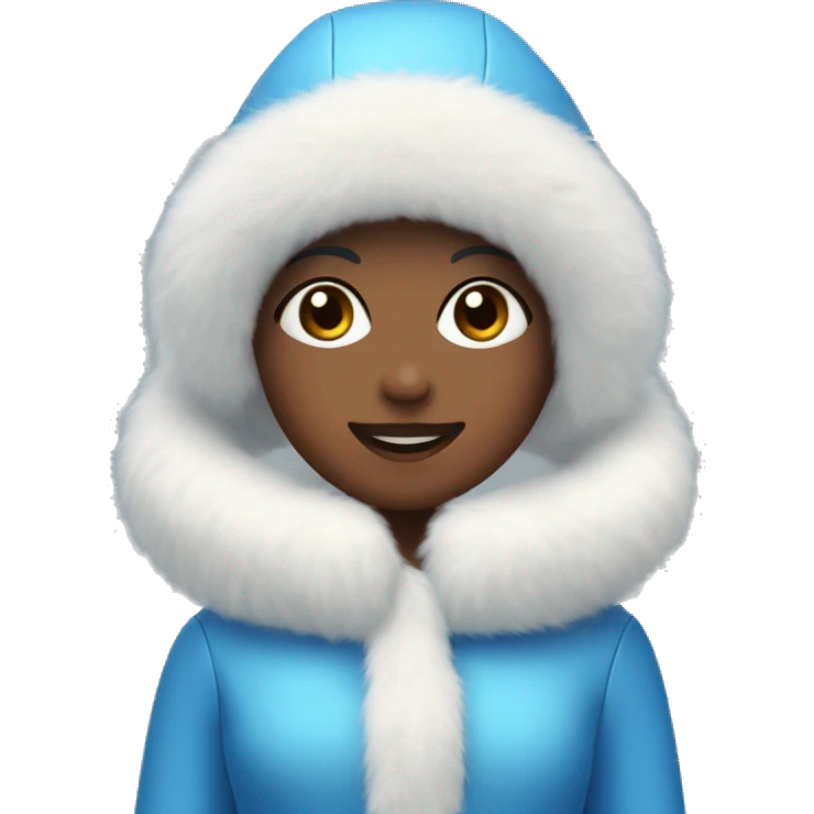 Snow Maiden in a blue fur coat, white hat, white gloves emoji