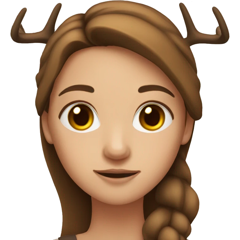 Girl with deer antlers and brown hair emoji