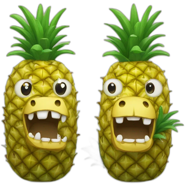 Two pineapples ate a crocodile emoji