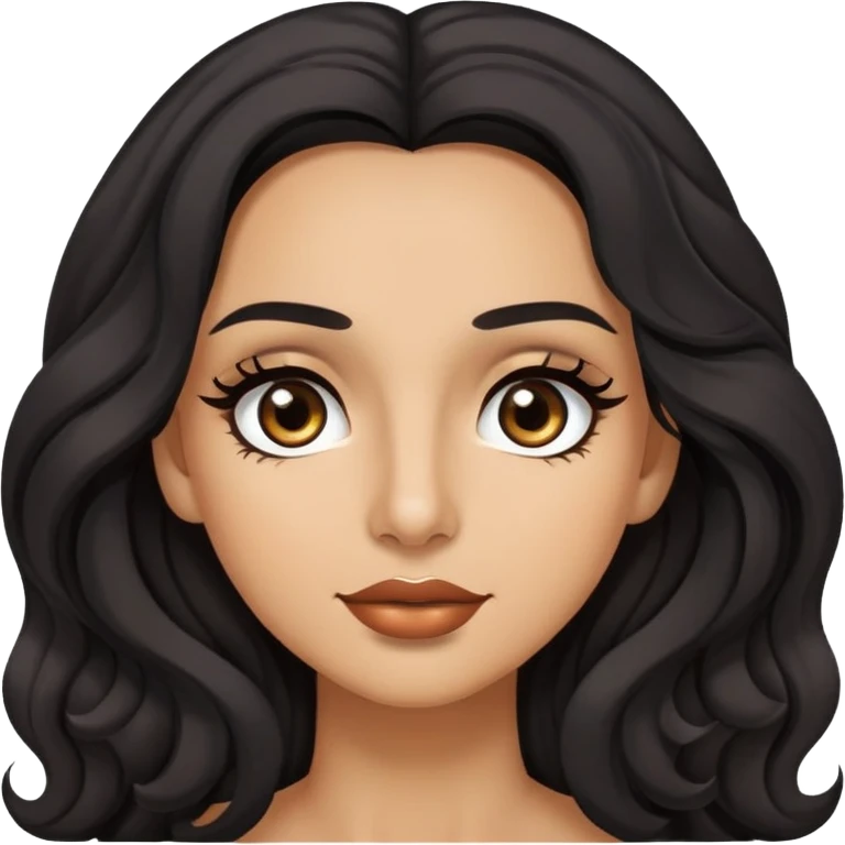 woman with olive skin, brown eyes and long lashes, and long black wavy hair  emoji