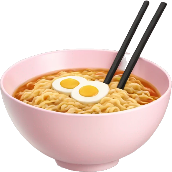 Ramen in a light pink bowl emoji