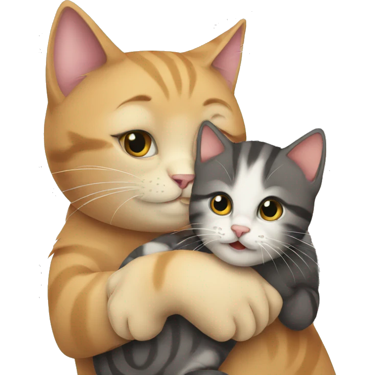 cat hugging her kitten emoji