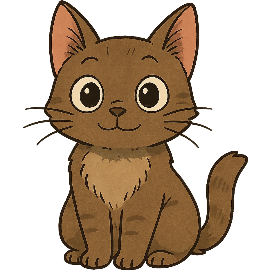 friendly cat with big eyes, cute, ghibli style emoji
