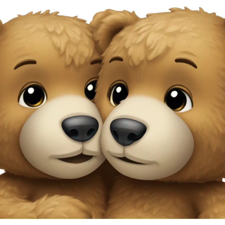 Two teddy bears hugging nose to nose  emoji