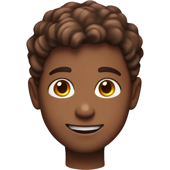 smiling boy with yellow skin and brown hair that’s swooped onto the left side of his head, he has brown freckles and pink blush emoji