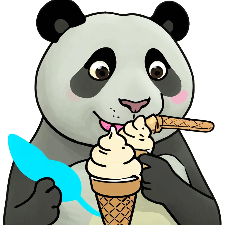 Panda eating ice cream emoji