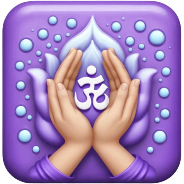 soapy purple hands praying ohm emoji