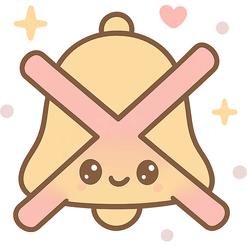 notification bell, crossed, beige, no text emoji