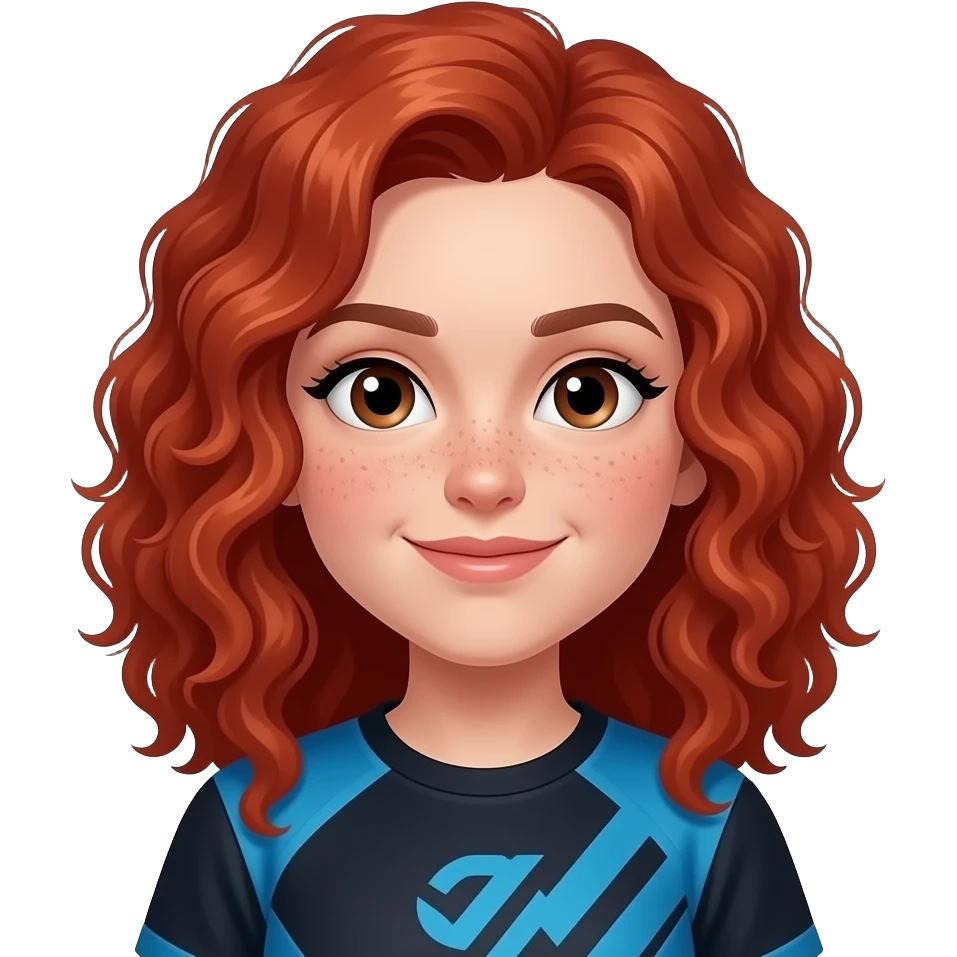 Fille rousse bouclés tâches de rousseur Esport emoji