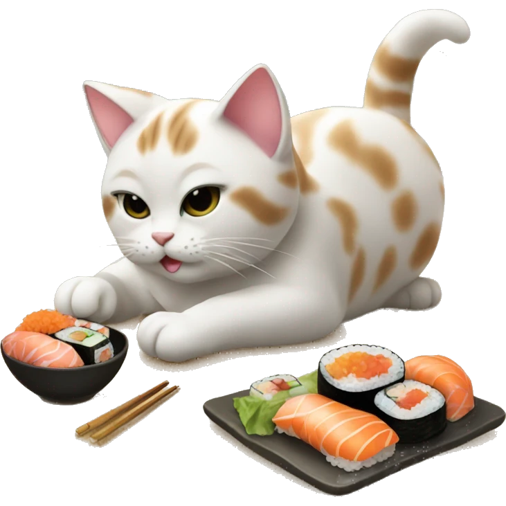 cat eating sushi on the beach emoji