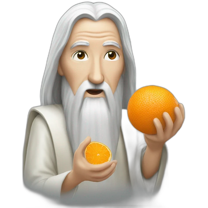 Saruman eating orange emoji