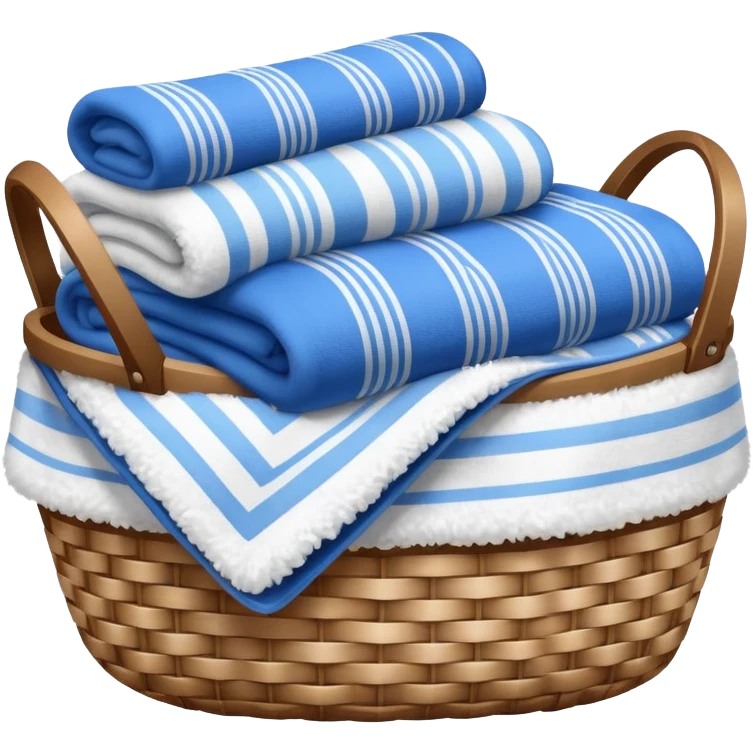 basket with blue and white blankets  emoji