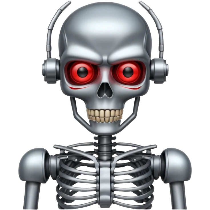 red eyed Terminator with metal skeleton emoji