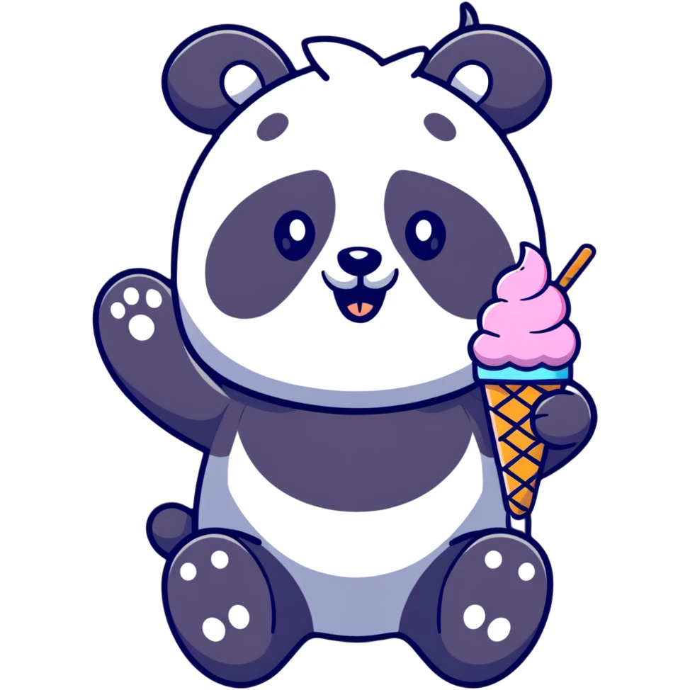 Panda eating ice cream emoji