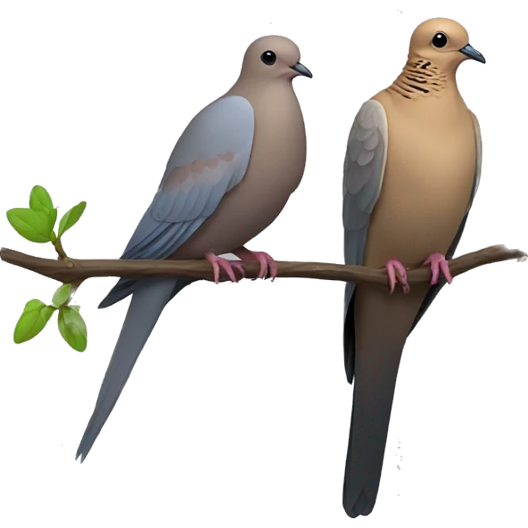 mourning dove and crow sitting on a branch emoji