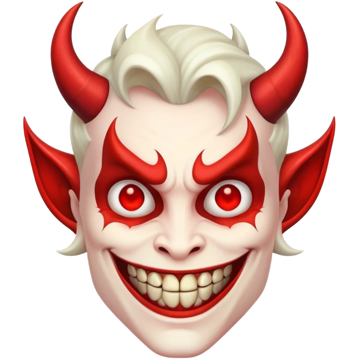 evil character with devil horns and malicious smile emoji
