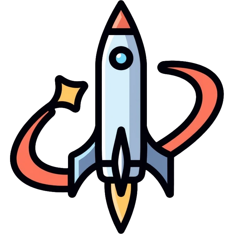 space agency logo with rocket and orbit symbol emoji