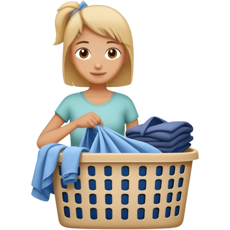 person putting dirty clothes in a laundry basket, simple and friendly emoji