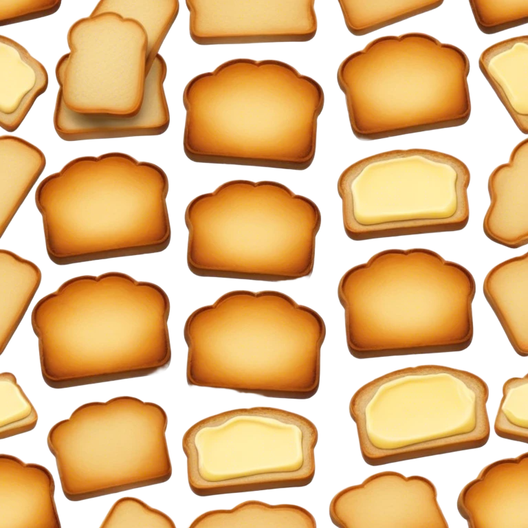 Cinematic warm toasted bread, golden-brown edges, butter melting into the surface, slightly crispy texture, simple and comforting, warm glowing background, inviting and homely. emoji