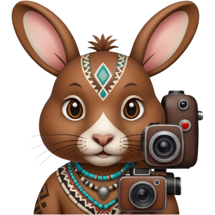 rabit, tribal ethnic ancient rabit with camera emoji