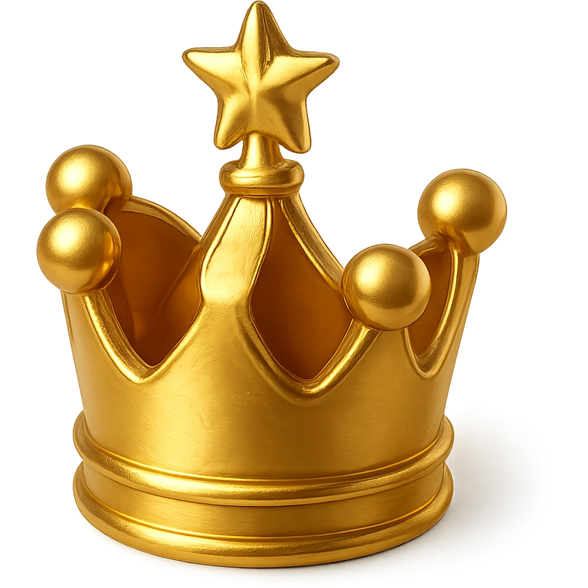 royal crown with a small star on top, playful and celebratory, thick black outline, simple colors, made for YouTube channel emoji visibility emoji