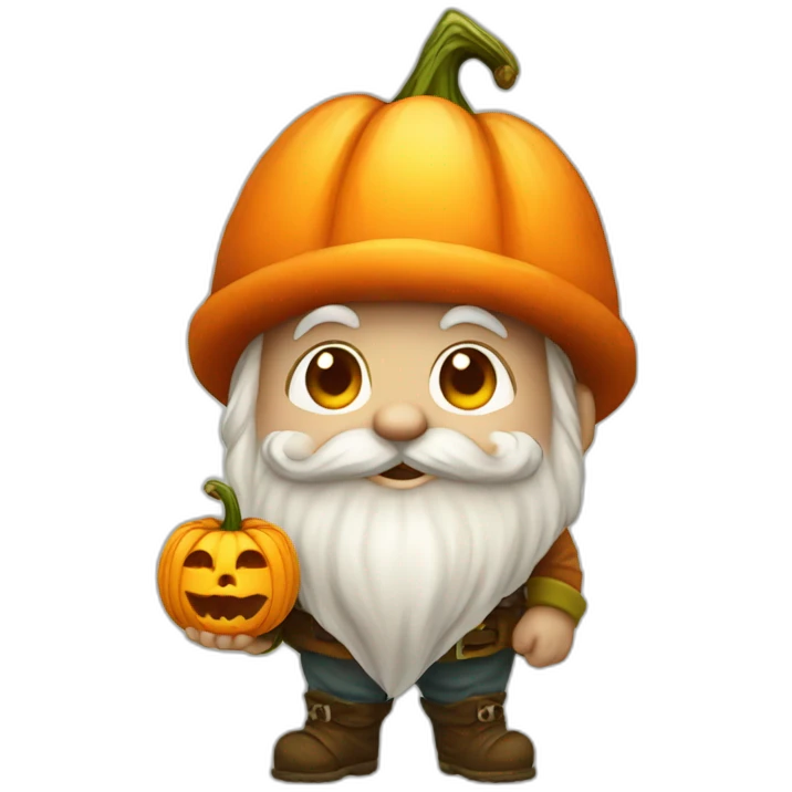 a gnome with a pumpkin emoji