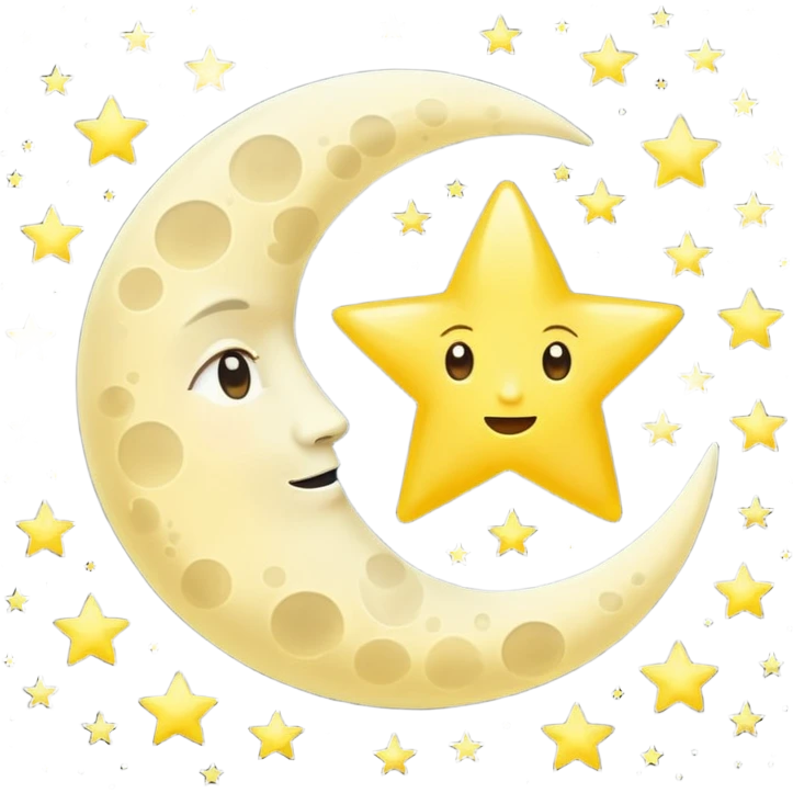 Moon and star love each other  emoji