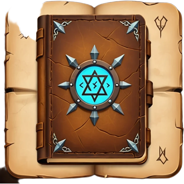 Spell Book – Old leather book glowing with runes emoji