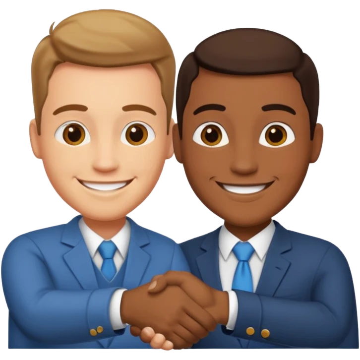 two men smiling and shaking hands emoji