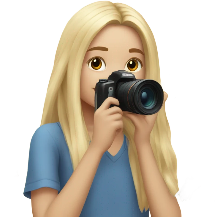 Blonde Girl with long hair and nice camera taking pictures of birds emoji