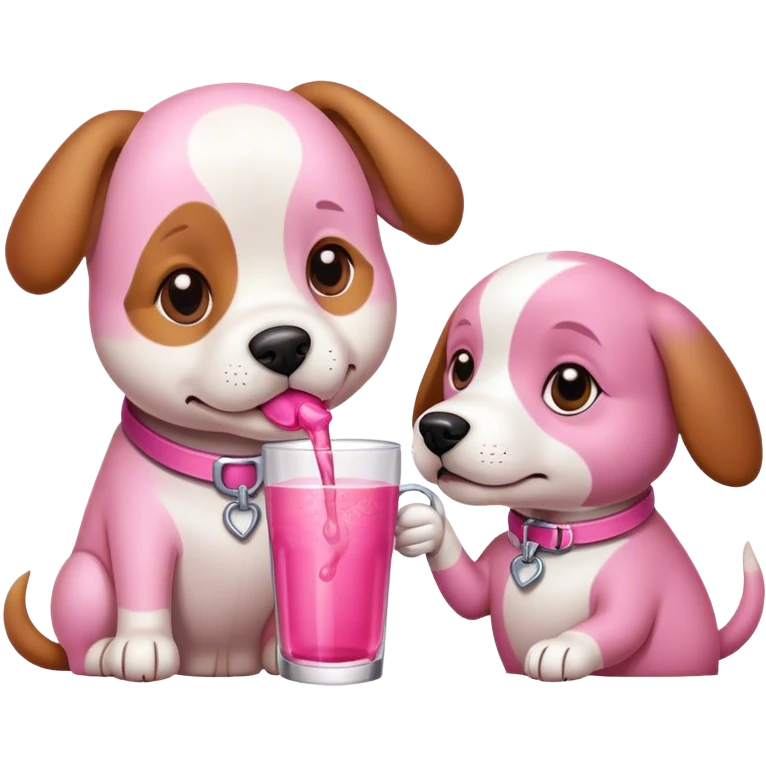 Dog pink drinking mate emoji