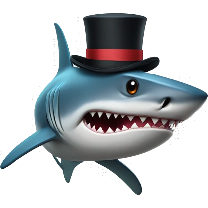 Shark with a top hat emoji