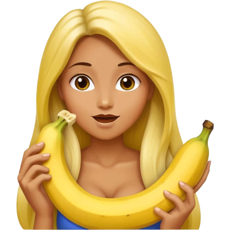 topless woman with big boobs sucking a banana emoji