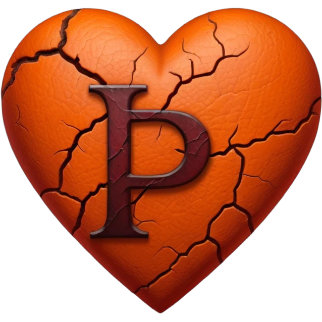 Can you make a dark orange heart with a dark red letter in the middle in a gothic style, the letter is P emoji