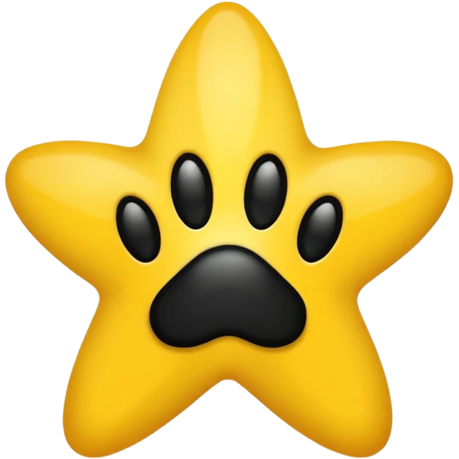 five-pointed star with a bold paw print in the middle, emoji style emoji