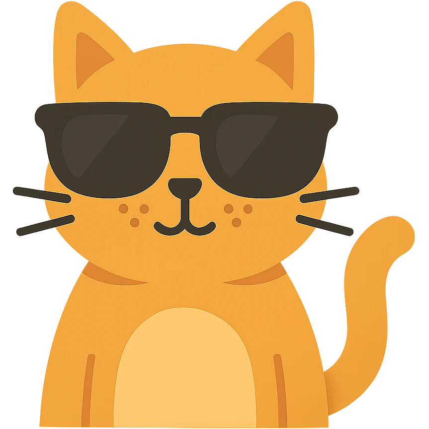 flat design style cat wearing sunglasses emoji