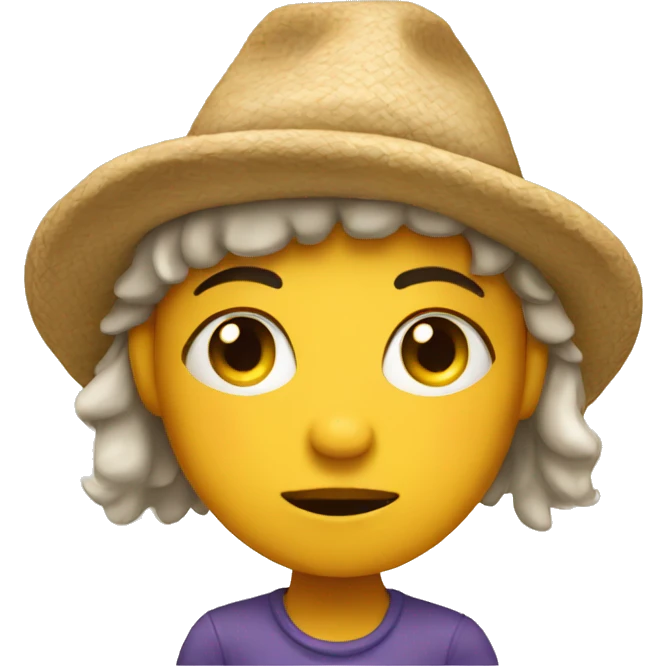 tired girl with funny hat emoji