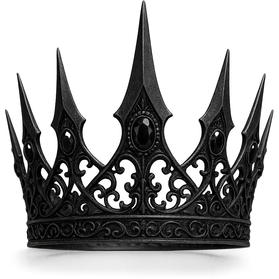 gothic black crown with sharp points and dark gemstones, mysterious and elegant emoji