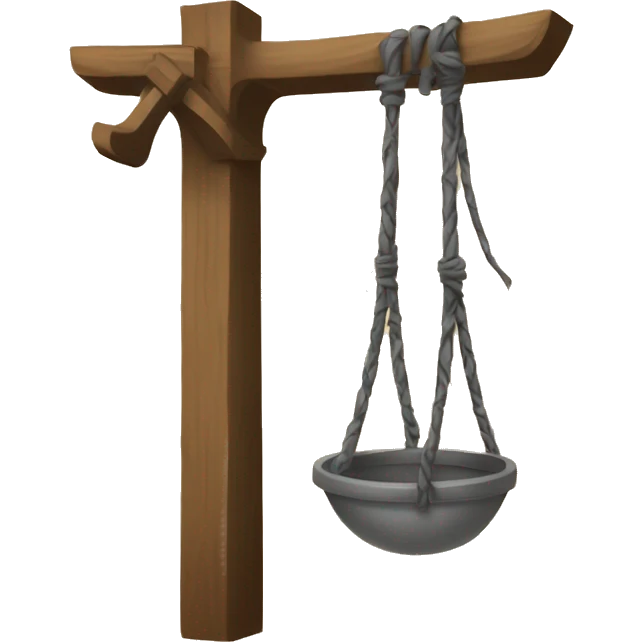 An emoji representing the game of Hangman, featuring a gallows with a blank word underneath and a stick figure hanging, along with letter tiles that can be guessed emoji
