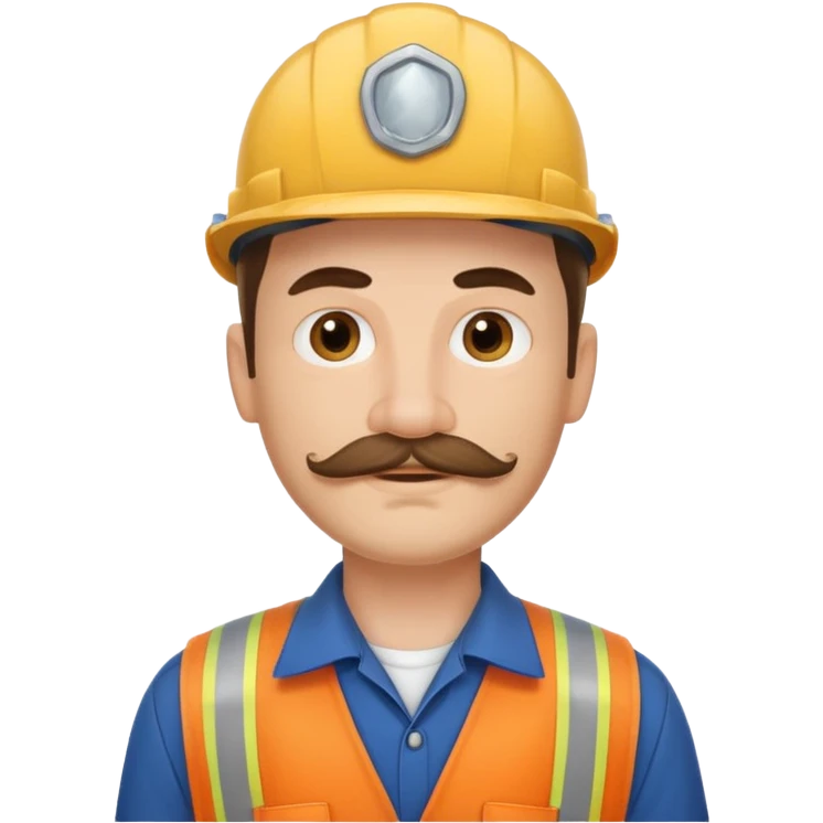 white men with mustache wear worker's uniform emoji