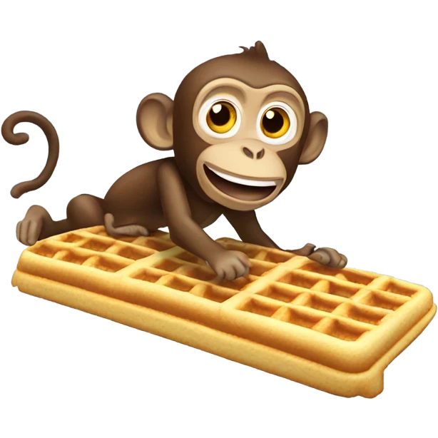 Monkey surfing a waffle emoji
