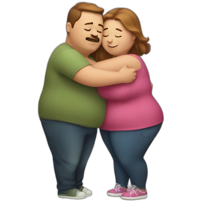 overweight couple hugging emoji