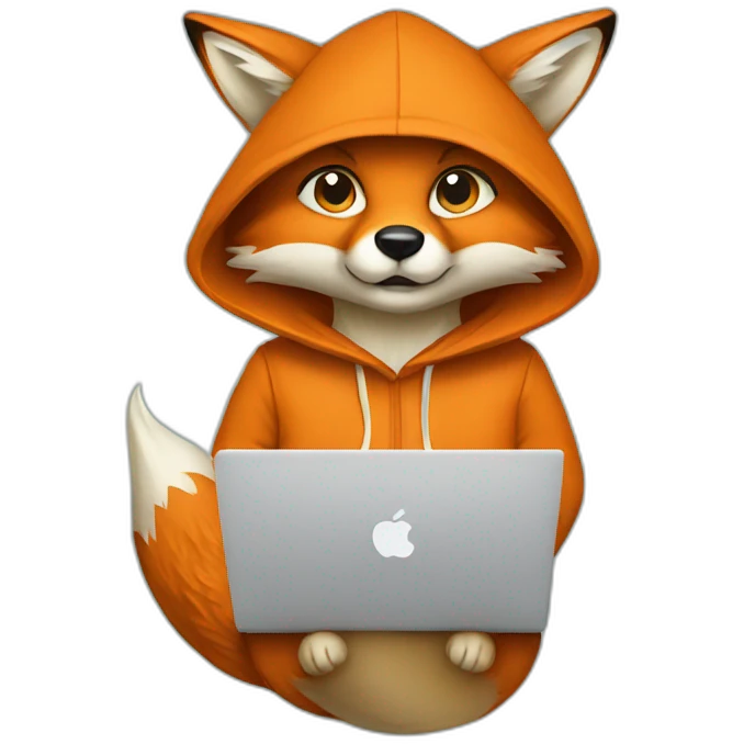 fox with hoodie and a macbook emoji