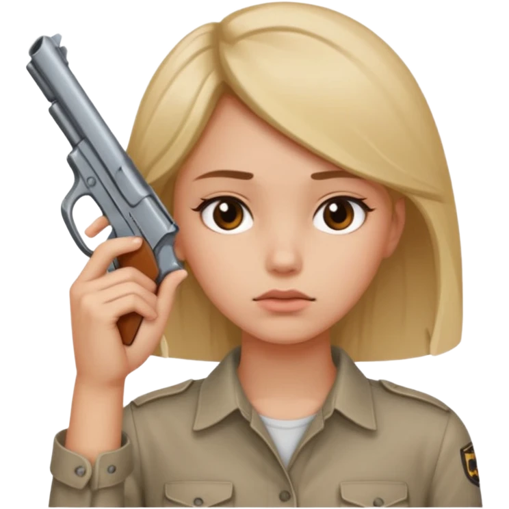 Girl holding a gun hand to head not real gun but made with a han emoji