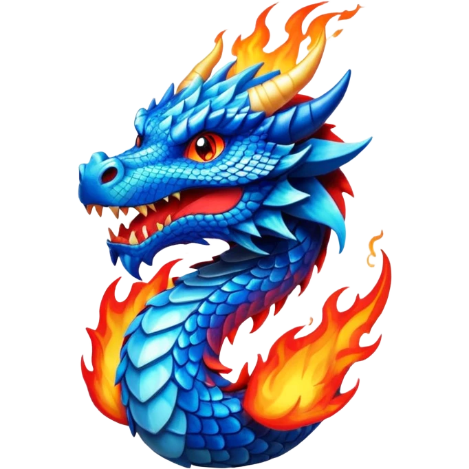 Dragão azul cospindo fogo  emoji
