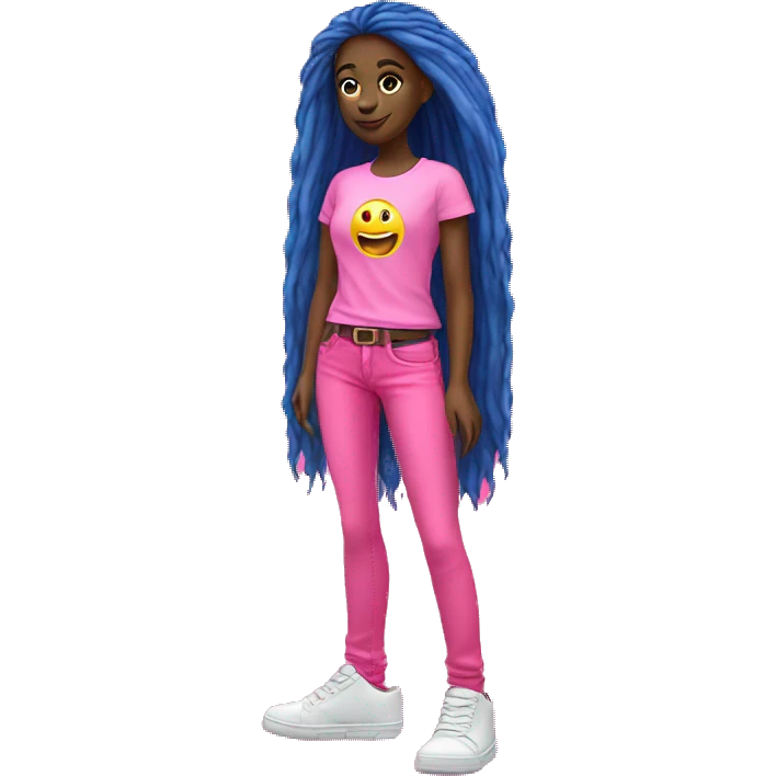 girl full body jeans caucasian pink fluo tshirt  emoji
